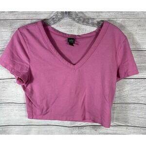 Wild Fable Pink Crop Top Juniors‎ Large Y2K V-Neck Cropped Baby Tee